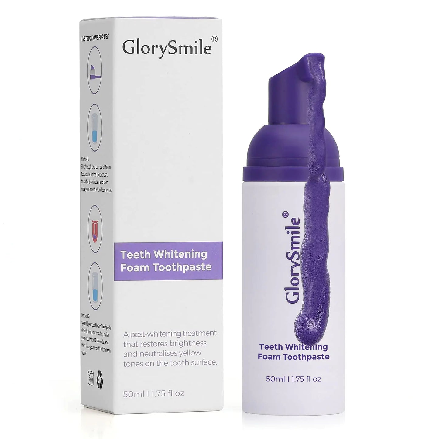 GlorySmile Teeth Whitening Purple Foam Toothpaste