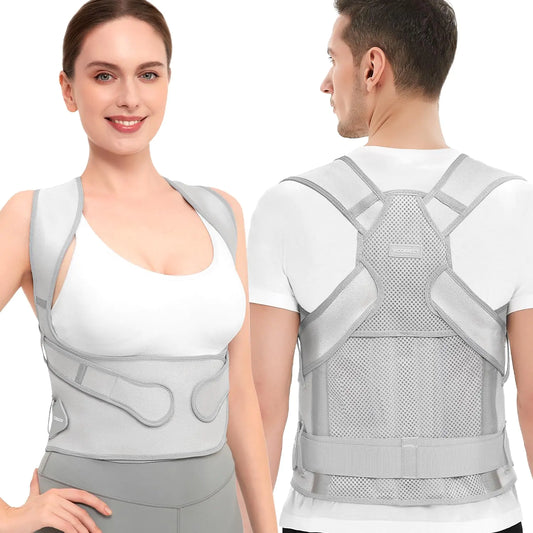 Posture Corrector for Men and Women Support: Back Support Brace - Shoulders Straightener Relieve Upper Back Pain (Gray Large)